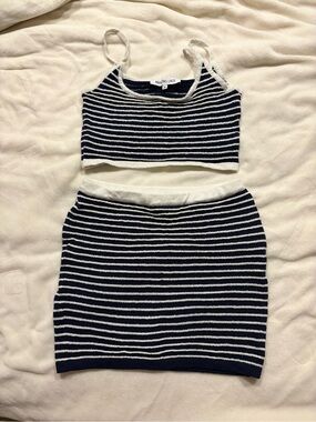 Amazing Lace Navy and White Striped Knit Top
